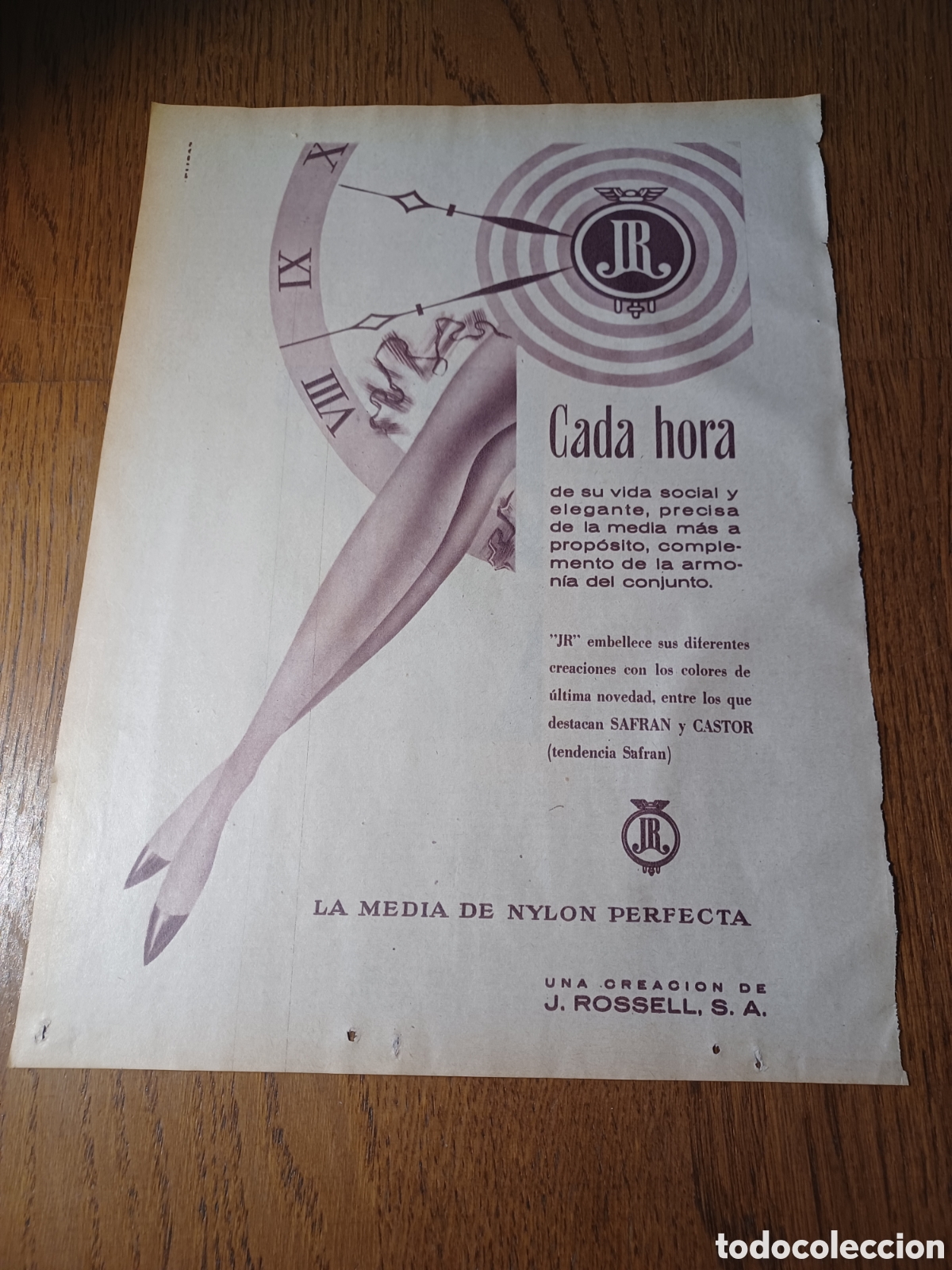 Outros artigos de papel: PUBLICIDAD DE LA MEDIA DE NYLON PERFECTA. JR . A&Ntilde;O 1961. 33 X 23 CM