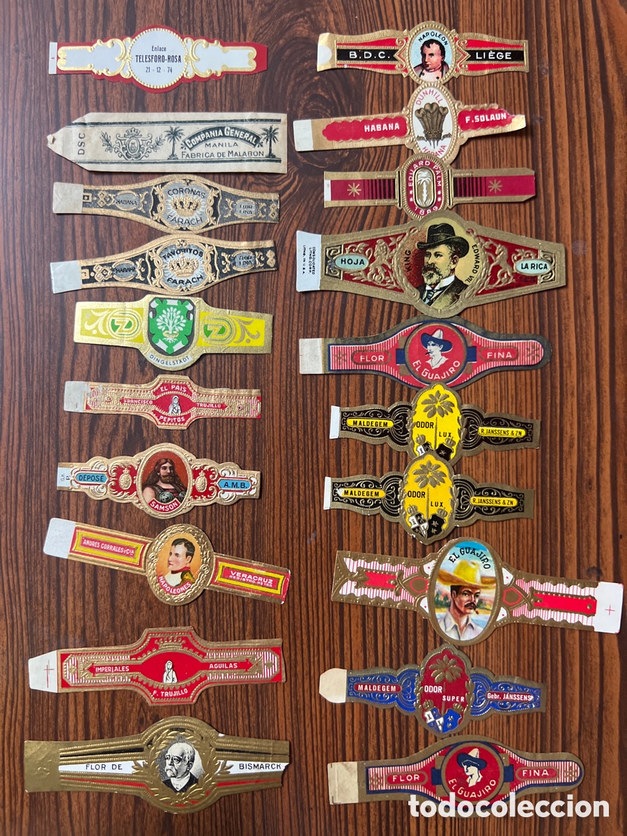Outros artigos de papel: A10. LOTE DE 20 VITOLAS CIGAR BANDS BAGUES DE CIGARE BAUCHBINDEN SIGAREN BANDEN