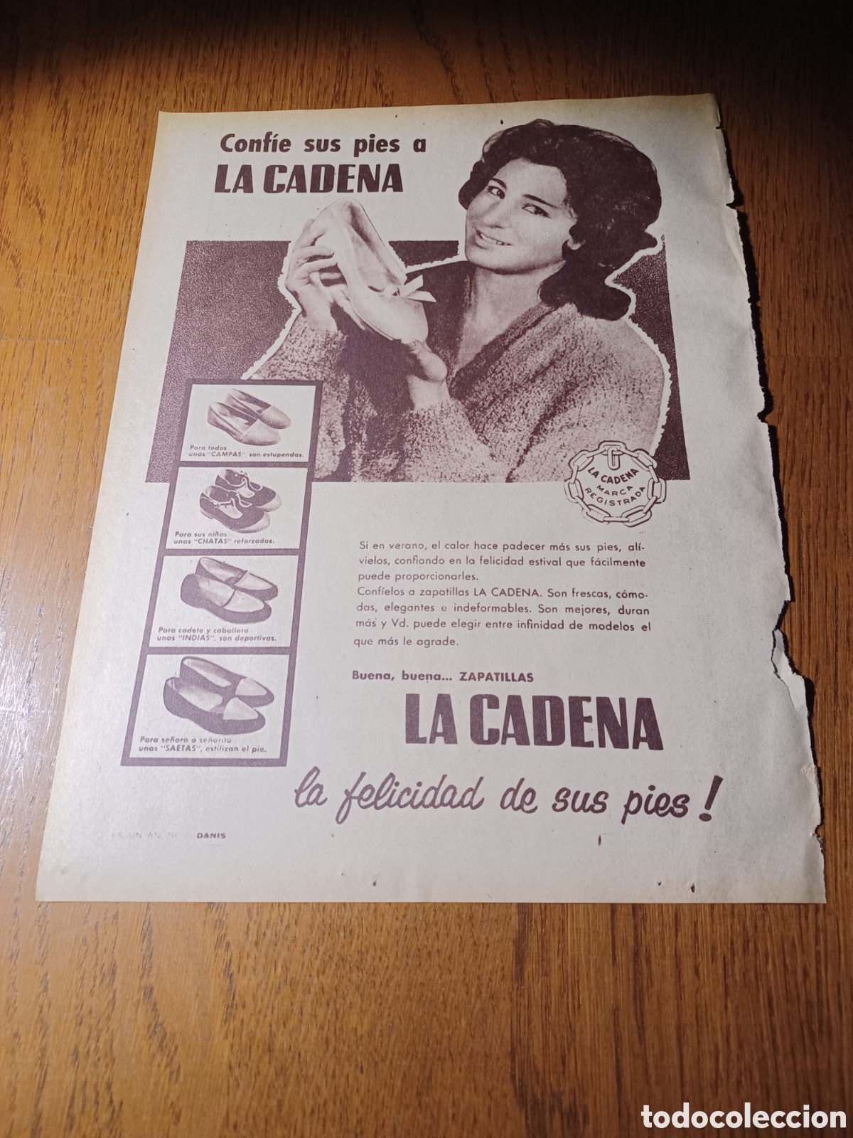 Otros Art&iacute;culos de Coleccionismo en Papel: PUBLICIDAD DE ZAPATILLAS LA CADENA A&Ntilde;O 1961. 33 X 23 CM
