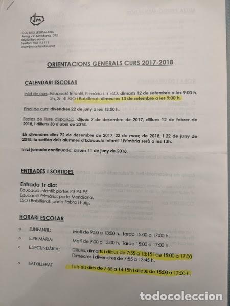 Outros artigos de papel: HOJA ORIENTACI&Oacute; GENERAL CURS 2017-2018 COL&middot;LEGI JES&Uacute;S MARIA SANT ANDREU
