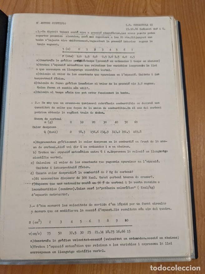 Collectionnisme Papier divers: HOJAS EJERCICIOS F&Iacute;SICA Y QU&Iacute;MICA M&Eacute;TODO CIENT&Iacute;FICO A&Ntilde;O 1986