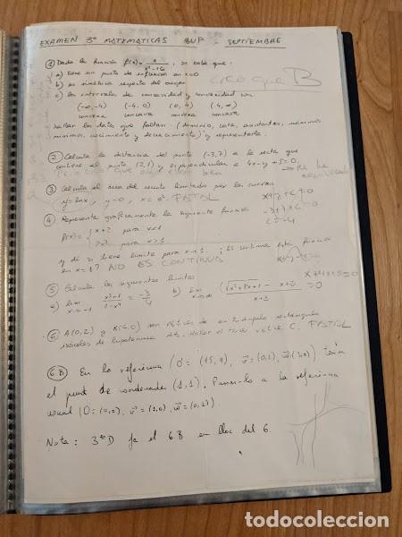 Collectionnisme Papier divers: EXAMEN MATEM&Aacute;TICAS 3&ordm; BUP