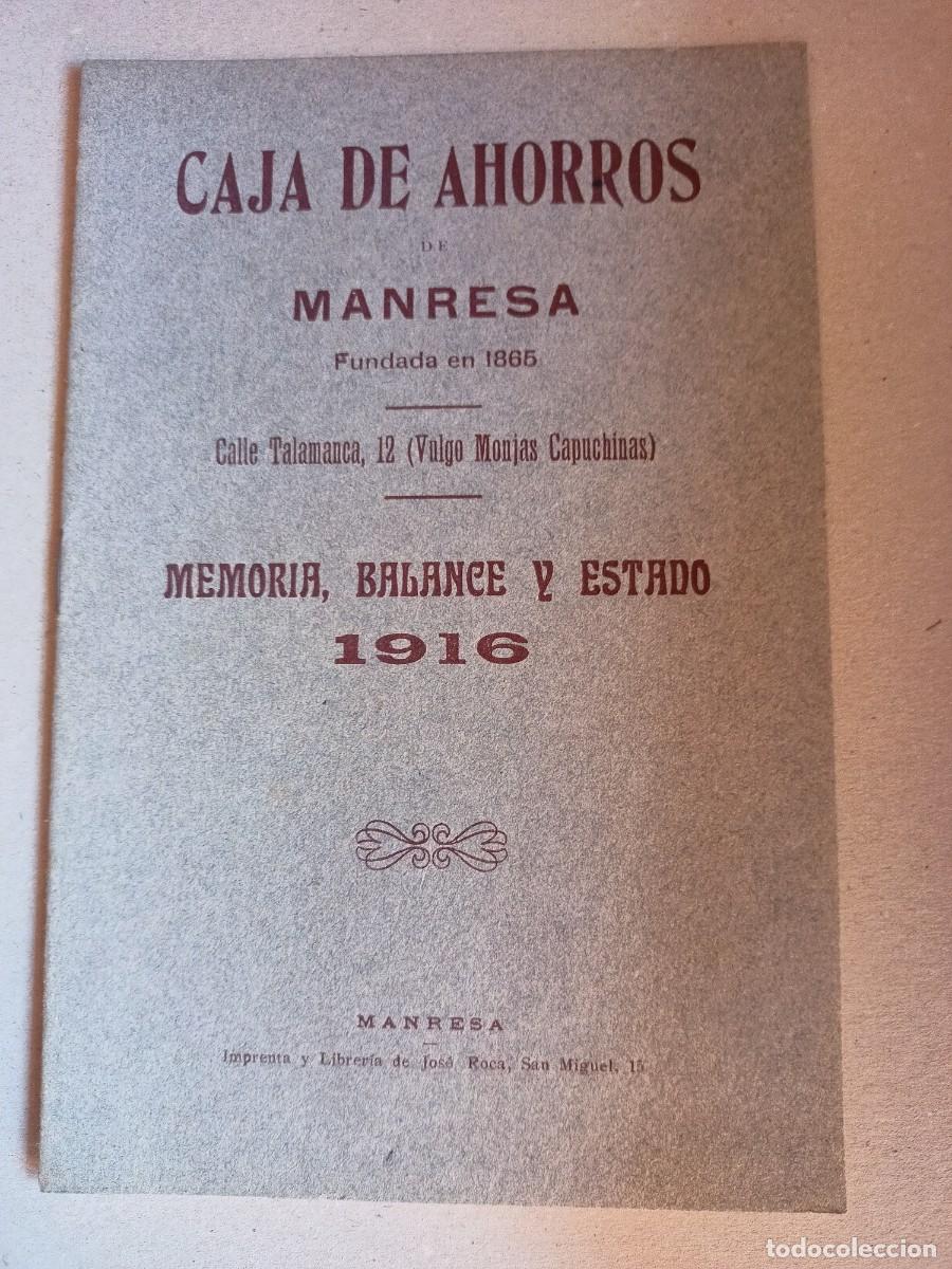 Outros artigos de papel: MEMORIA, BALANCE Y ESTADO DE CAJA DE AHORROS MANRESA A&Ntilde;O 1916