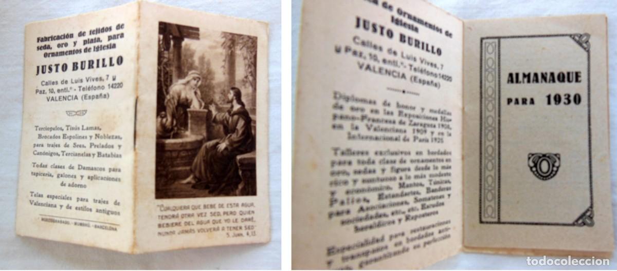 Otros art&iacute;culos de coleccionismo en papel: ALMANAQUE PARA 1930. Fabrica de Ornamentos de Iglesia JUSTO BURILLO. Valencia