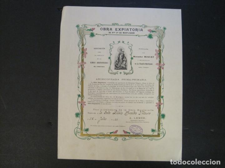 Altri oggetti di carta: TITULO DE CELADORA DE LA OBRA EXPIATORIA DE NTRA SRA DE MONTLIGEON-A&Ntilde;O 1923-VER FOTOS-(V-24.323)