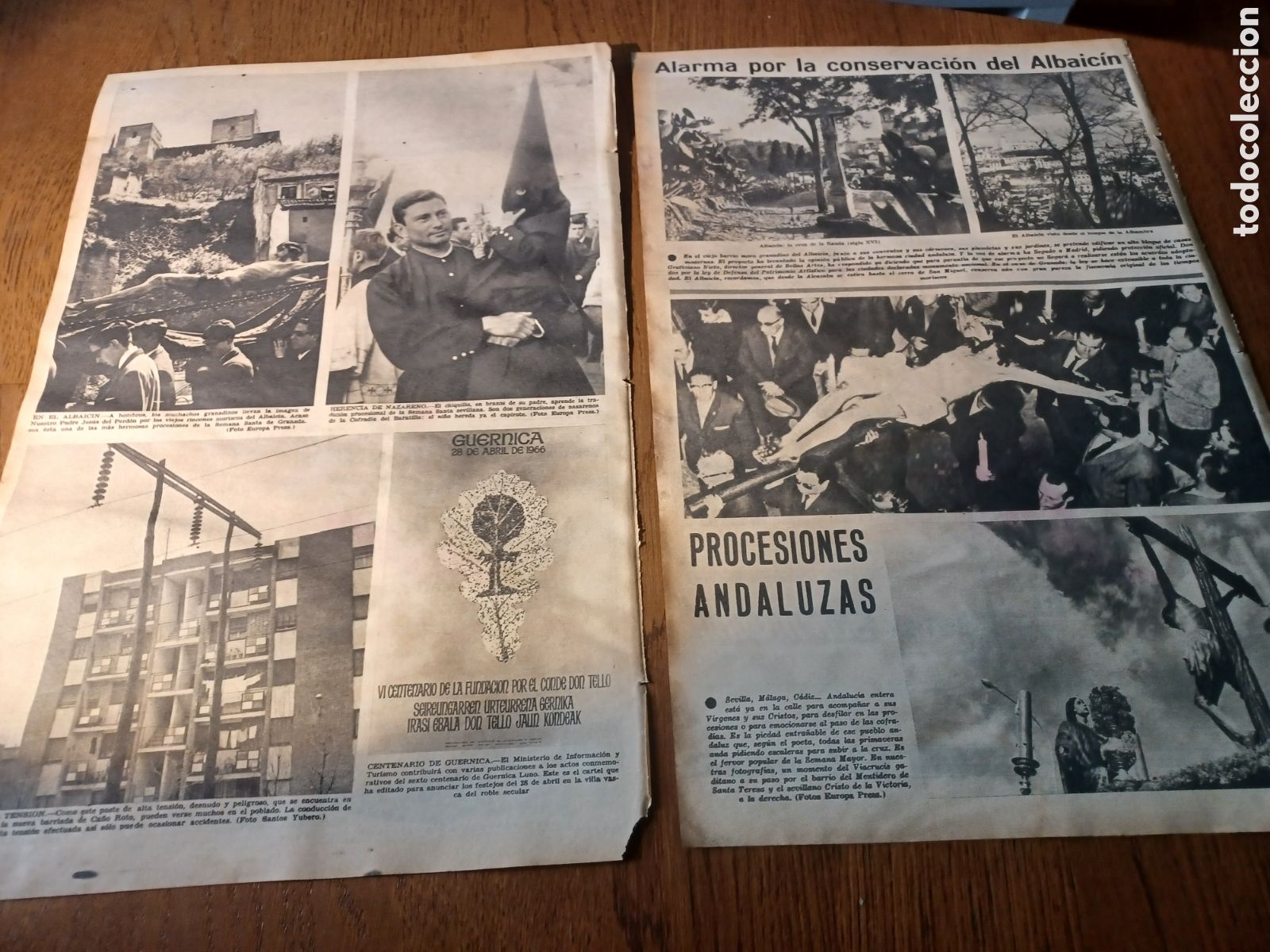 Paper Collecting Others: PROCESIONES ANDALUZAS . ALARMA POR LA CONSERVACI&Oacute;N DEL ALBAICIN . DOS PAGINAS A&Ntilde;O 1966. 43 X 28 CM