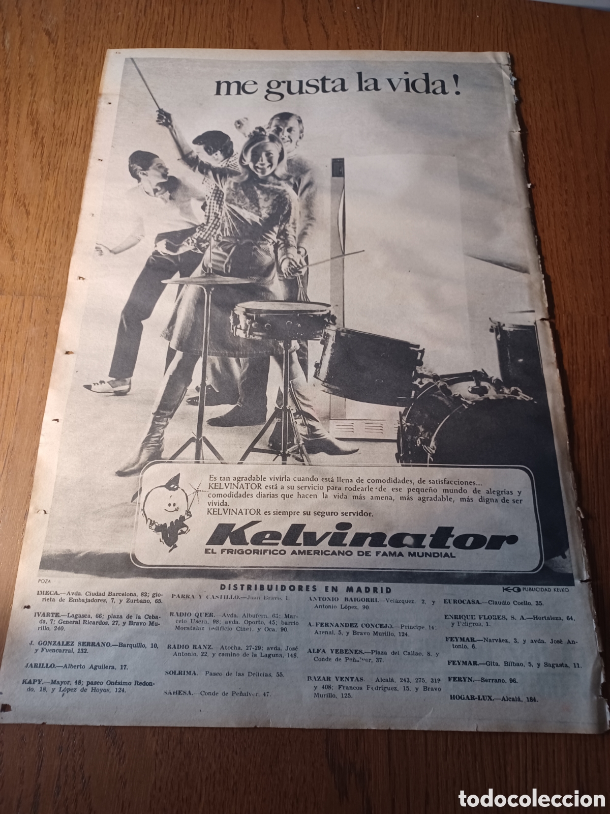 Outros artigos de papel: KELVINATOR . ME GUSTA LA VIDA . PUBLICIDAD A&Ntilde;O 1966. 43 X 28 CM