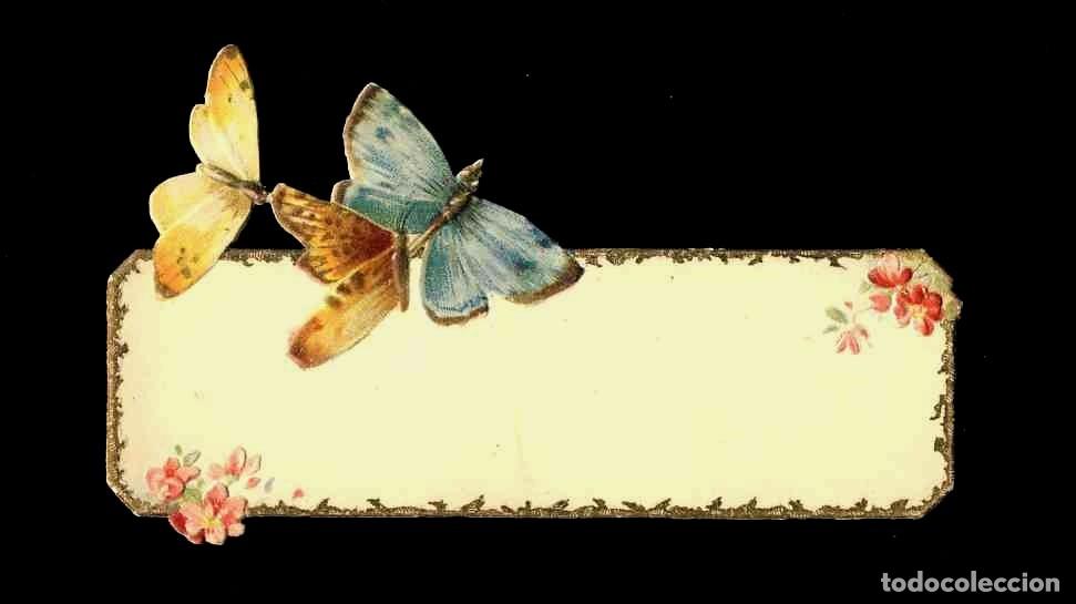 Otros art&iacute;culos de coleccionismo en papel: Tarjeta troquelada y con relieve. Mariposas. Probablemente marcador de sitio de mesa