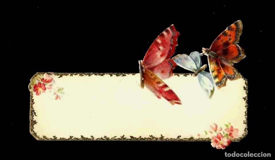 Otros art&iacute;culos de coleccionismo en papel: Tarjeta troquelada y con relieve. Mariposas. Probablemente marcador de sitio de mesa
