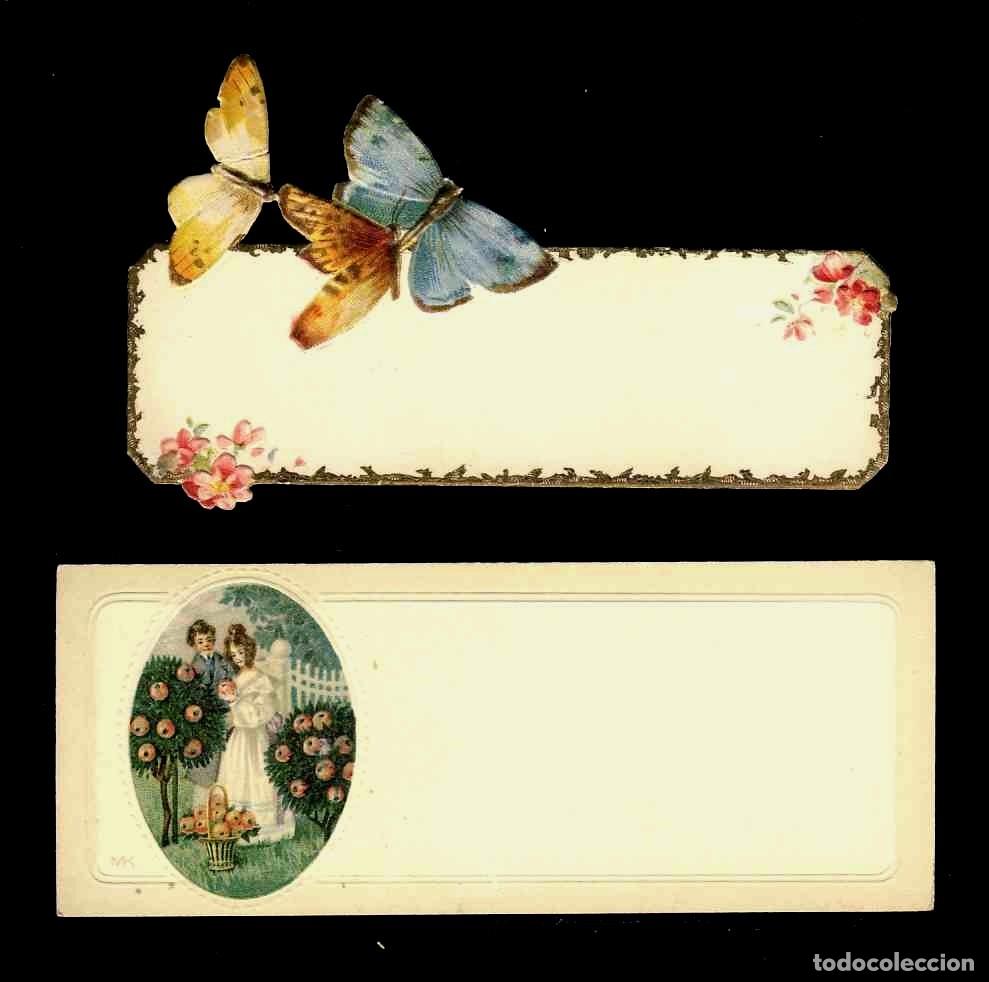 Otros art&iacute;culos de coleccionismo en papel: Tarjetas troqueladas y con relieve. Lote de 2. Mariposas. Probablemente marcadores de sitio de mesa