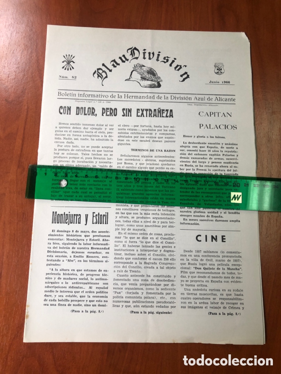 Otros Art&iacute;culos de Coleccionismo en Papel: DIVISION AZUL ALICANTE-BLAU DIVISION-BOLETIN INFORMATIVO DE LA HERMANDAD DIVISI&Oacute;N AZUL-ALICANTE 1966