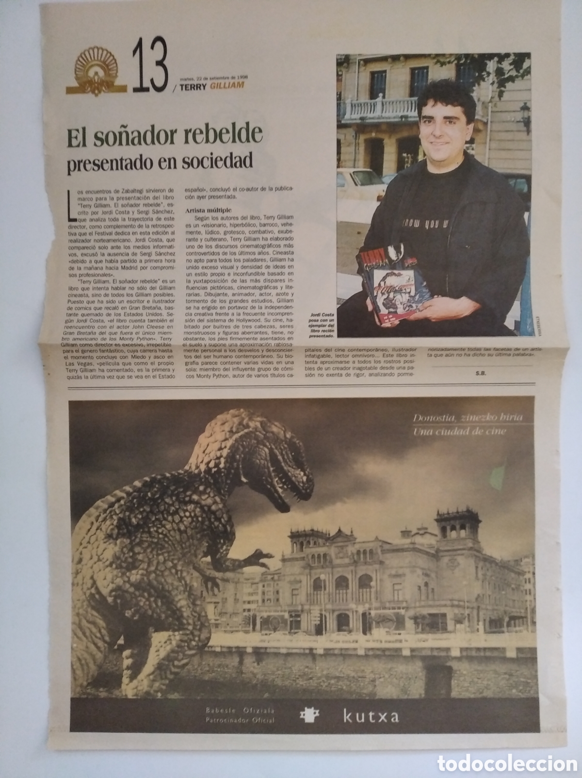 Otros art&iacute;culos de coleccionismo en papel: P&aacute;gina del peri&oacute;dico con anuncios del festival de cine de San Sebasti&aacute;n