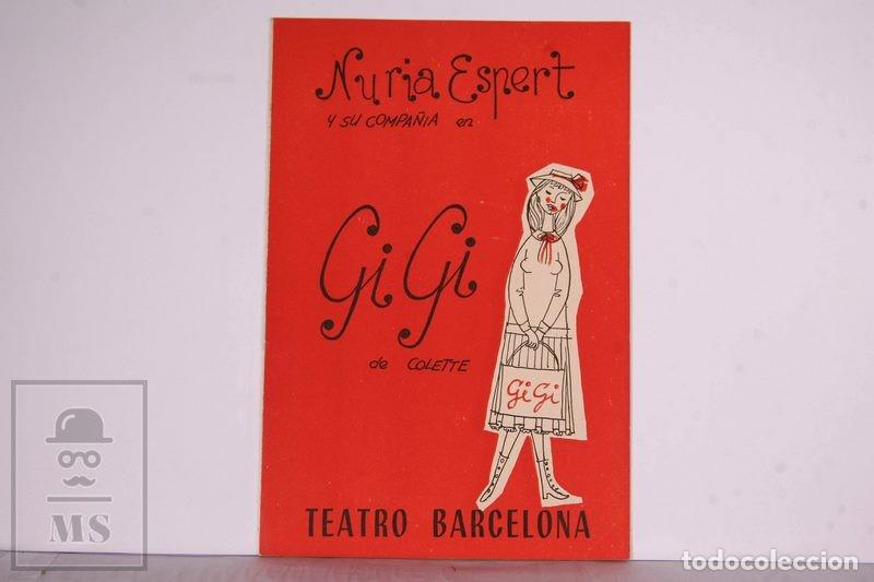 Outros artigos de papel: Programa Teatro Nuria Espert en Gi Gi por Colette - Teatro Barcelona- Ilustrado Mateo More 1959