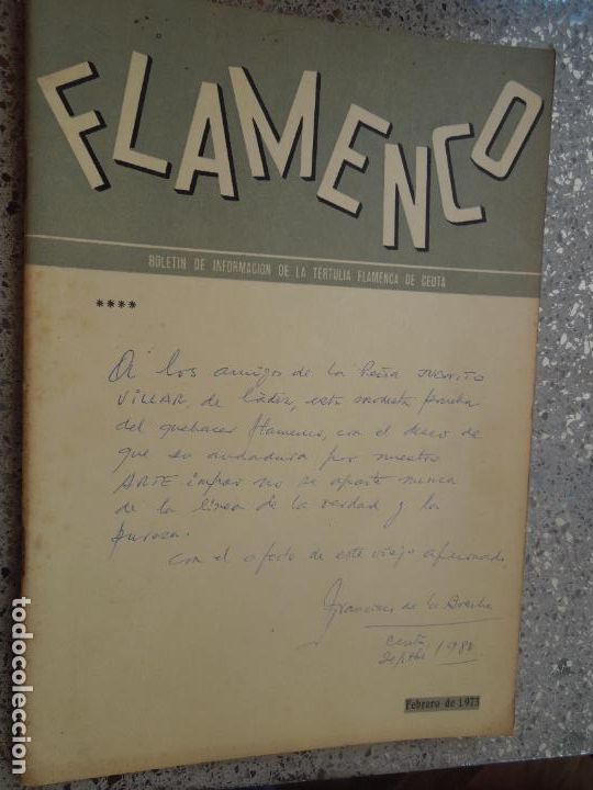 Otros Art&iacute;culos de Coleccionismo en Papel: FLAMENCO - BOLETIN DE INFORMACION DE LA TERTULIA FLAMENCA DE CEUTA - FEBRERO 1973 CON DEDICATORIA