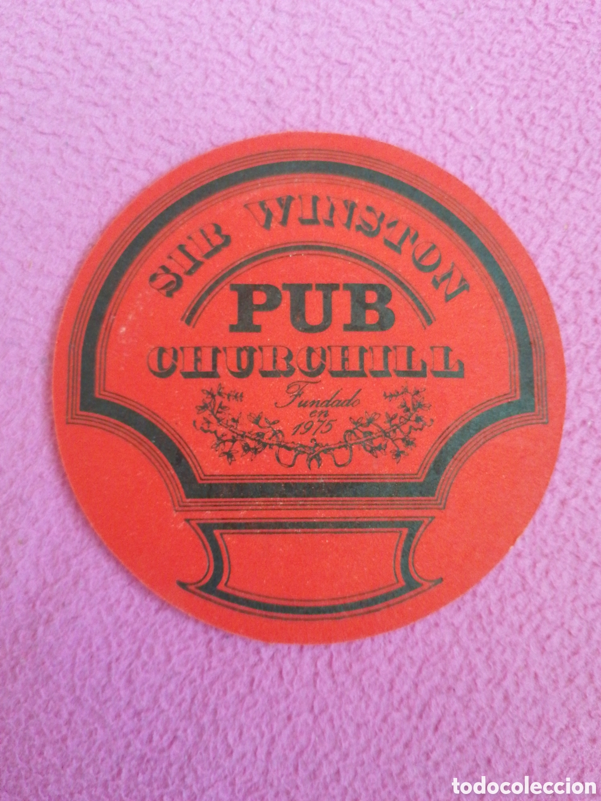 Otros Art&iacute;culos de Coleccionismo en Papel: Antiguo posavasos cart&oacute;n fino. PUB Sir Winston Churchill. Bilbao. Vizcaya.