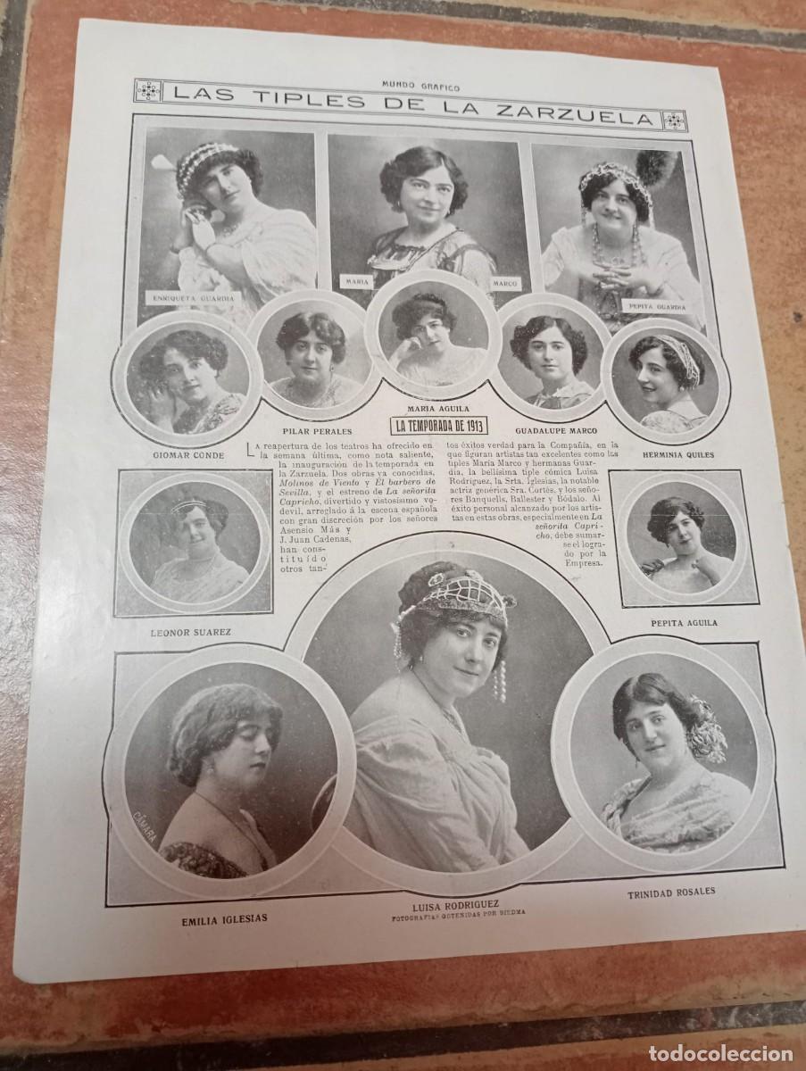 Otros Art&iacute;culos de Coleccionismo en Papel: LAS TIPLES DE LA ZARZUELA - MUNDO GR&Aacute;FICO 17 SEPTIEMBRE 1913