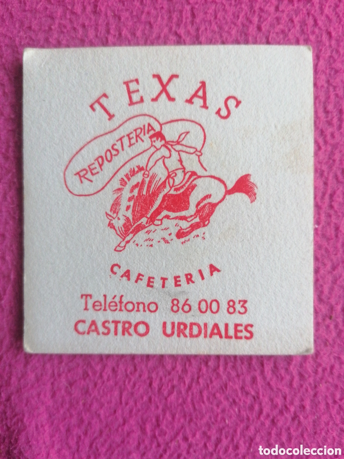 Otros art&iacute;culos de coleccionismo en papel: Antiguo posavasos cart&oacute;n fino. Cafeter&iacute;a TEXAS. Castro Urdiales. Cantabria.