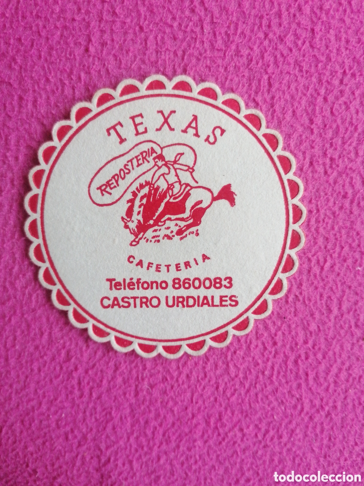 Otros art&iacute;culos de coleccionismo en papel: Antiguo posavasos cart&oacute;n fino. Cafeter&iacute;a TEXAS. Castro Urdiales. Cantabria.