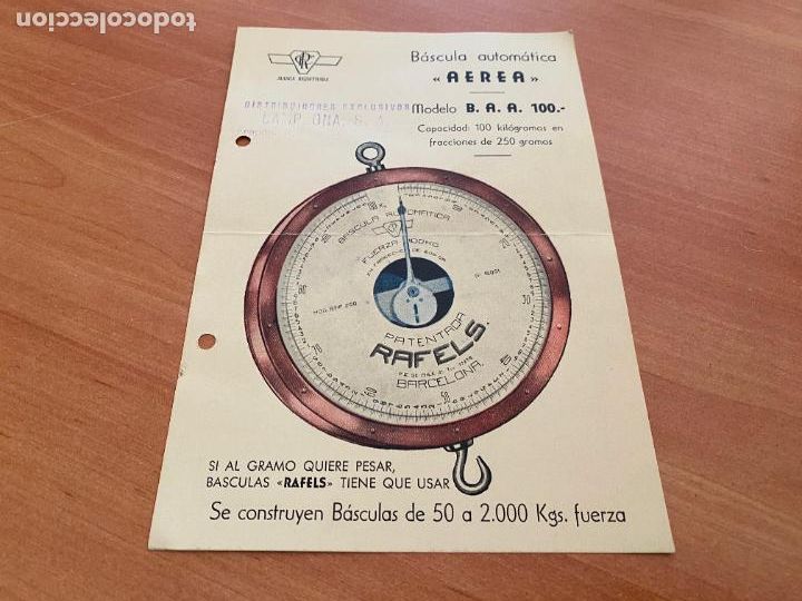 Otros Art&iacute;culos de Coleccionismo en Papel: HOJA PUBLICIDAD BASCULA RAFELS BARCELONA (COIB119)
