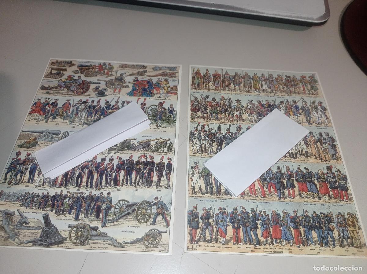 Collectionnisme Papier divers: LOTE 2 L&Aacute;MINAS SOLDADOS Y EQUIPACI&Oacute;N FRANCESES, VARIAS &Eacute;POCAS, CUARTILLA. REF. UR MES 5