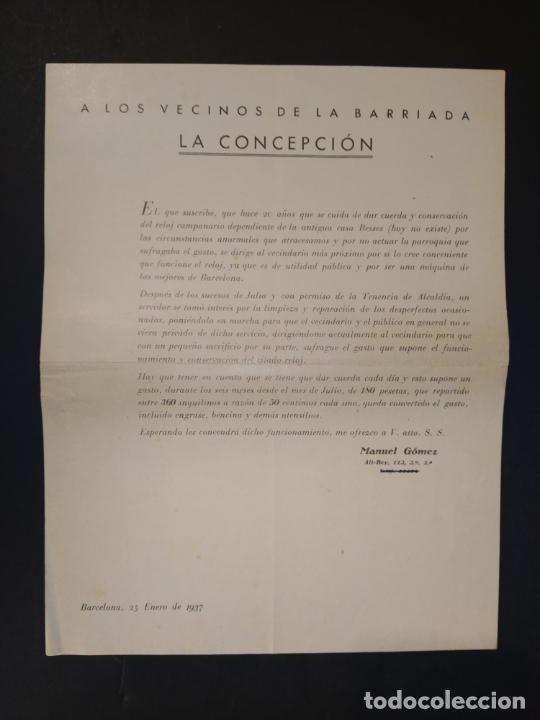 Collectionnisme Papier divers: GUERRA CIVIL-LOS VECINOS BARRIADA LA CONCEPCION-RELOJ CAMPANARIO-25 ENERO 1937-VER FOTOS-(K-10.437)