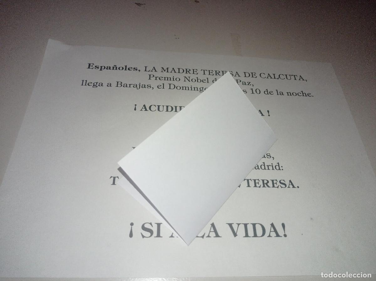 Altri oggetti di carta: FLYER VISITA A MADRID MADRE TERESA DE CALCUTA JUNIO DE 1976 REF. UR MES 4