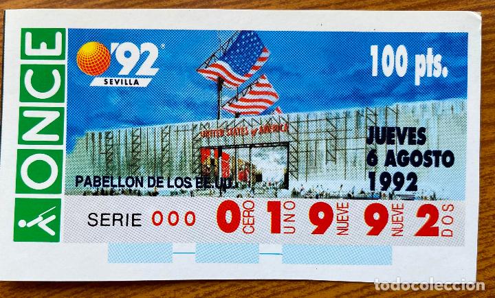 Otros art&iacute;culos de coleccionismo en papel: Cup&oacute;n Replica Once Expo 92. Pabell&oacute;n de los E.E.U.U. Sevilla 1992
