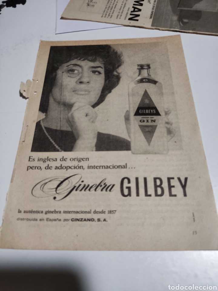 Otros art&iacute;culos de coleccionismo en papel: Recorte publicidad Ginebra gilbey