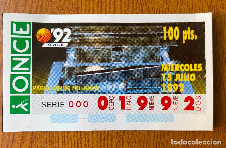 Otros art&iacute;culos de coleccionismo en papel: Cup&oacute;n Replica Once Expo 92. Pabell&oacute;n de Holanda. Sevilla 1992