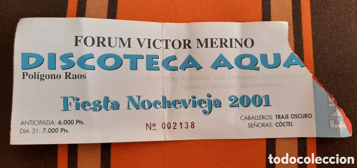 Otros Art&iacute;culos de Coleccionismo en Papel: Entrada antigua discoteca Aqua Santander 2001 COMPRA MINIMA 5&euro;