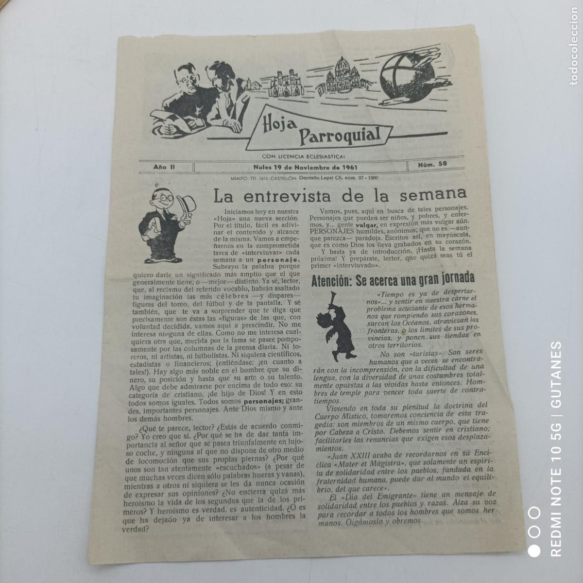 Sammelleidenschaft Andere Papierartikel: HOJA PARROQUIAL A&Ntilde;O II N.58