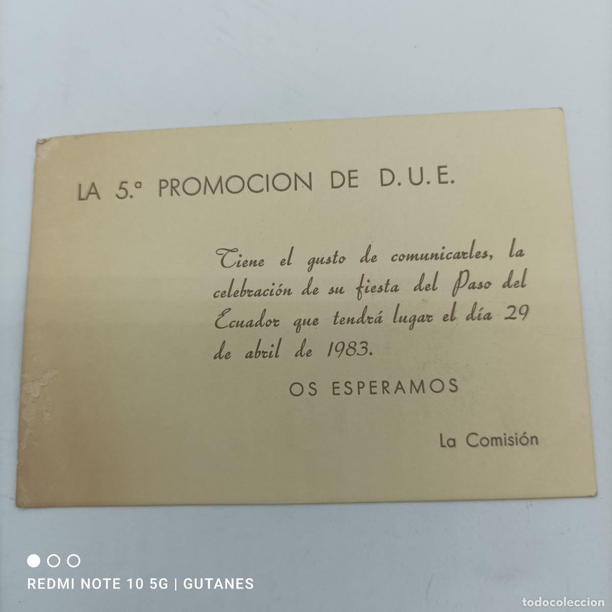 Sammelleidenschaft Andere Papierartikel: INVITACION 5&ordf; PROMOCION DE D.U.E