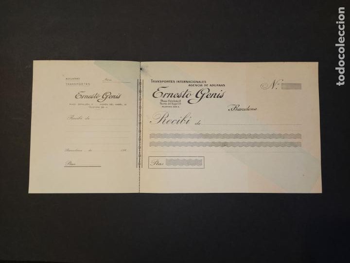 Otros Art&iacute;culos de Coleccionismo en Papel: BARCELONA-TRANSPORTES INTERNACIONALES ADUANAS ERNESTO GENIS-DOCUMENTO A&Ntilde;OS 20-VER FOTOS-(K-10.611)