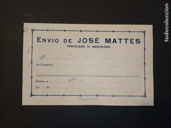Otros Art&iacute;culos de Coleccionismo en Papel: BARCELONA-ENVIO DE JOSE MATAS-DOCUMENTO A&Ntilde;OS 20-VER FOTOS-(K-10.613)