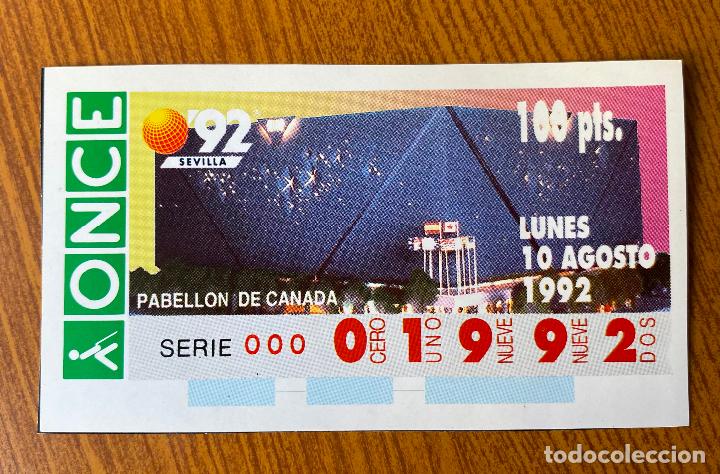 Otros art&iacute;culos de coleccionismo en papel: Cup&oacute;n Replica Once Expo 92. Pabell&oacute;n de Canad&aacute;. Sevilla 1992