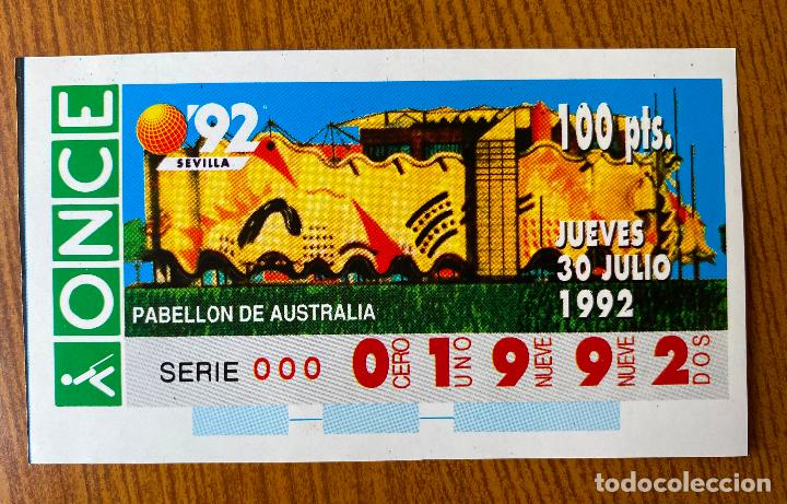 Otros art&iacute;culos de coleccionismo en papel: Cup&oacute;n Replica Once Expo 92. Pabell&oacute;n de Australia. Sevilla 1992