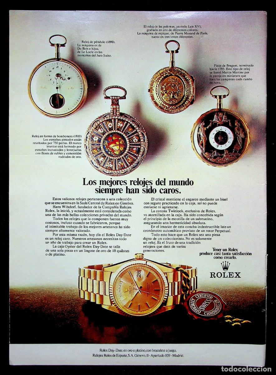 Otros Art&iacute;culos de Coleccionismo en Papel: PUBLICIDAD. RELOJES. ROLEX DAY-DATE EN ORO O PLATINO CON BRAZALETE A JUEGO. 1975.