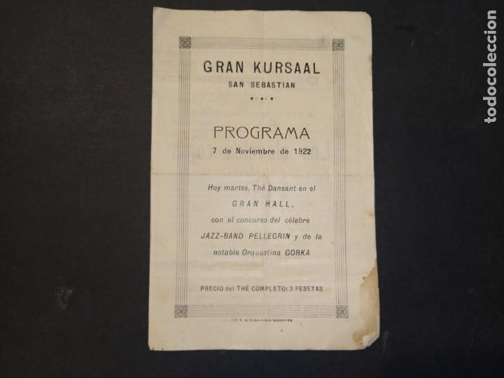 Otros Art&iacute;culos de Coleccionismo en Papel: SAN SEBASTIAN-GRAN KURSAAL-PROGRAMA A&Ntilde;O 1922-VER FOTOS-(K-10.643)