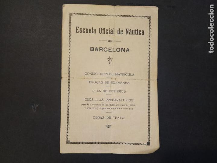Otros Art&iacute;culos de Coleccionismo en Papel: ESCUELA OFICIAL DE NAUTICA DE BARCELONA-A&Ntilde;O 1926-PUBLICIDAD ANTIGUA-VER FOTOS-(K-10.644)