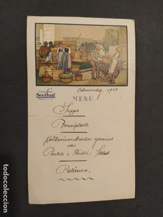 Otros art&iacute;culos de coleccionismo en papel: CONSERVES SEETHAL-MENU A&Ntilde;O 1928-VER FOTOS-(K-10.686)