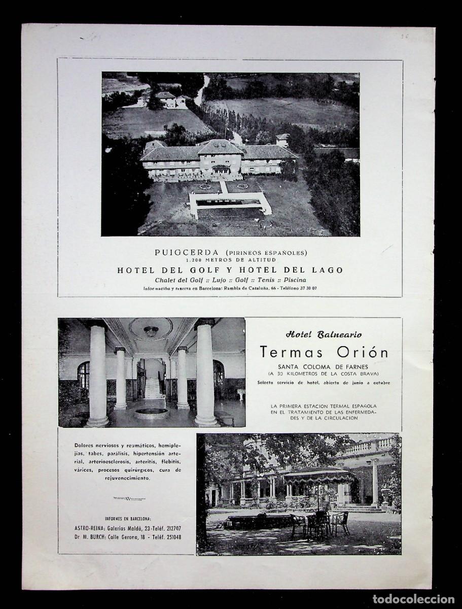 Outros artigos de papel: PUBLICIDAD. PUIGCERDA HOTEL DEL GOLF DEL LAGO. TERMAS ORI&Oacute;N SANTA COLOMA. F. MART&Iacute;NEZ HERRERA. 1956.