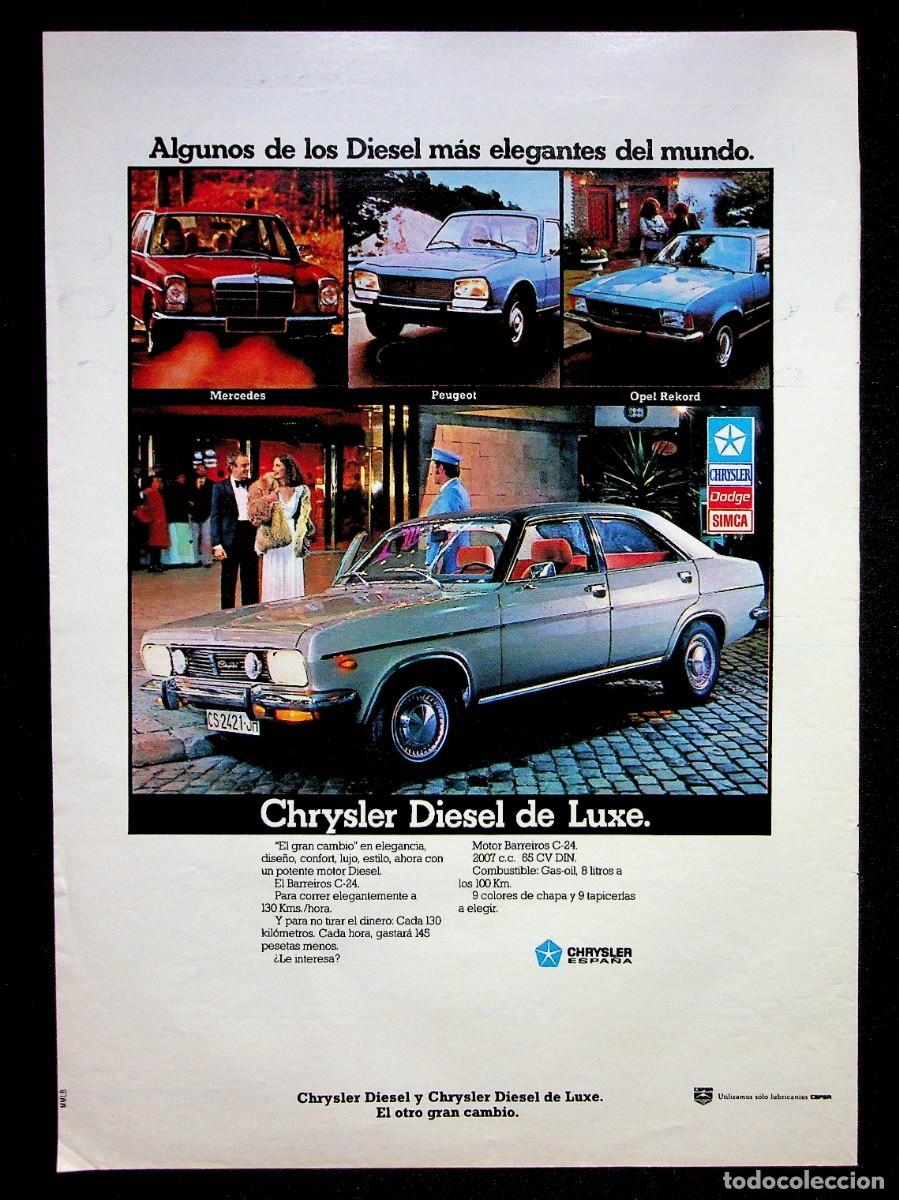 Otros Art&iacute;culos de Coleccionismo en Papel: PUBLICIDAD. CHRYSLER DIESEL DE LUXE. BARREIROS C-24. BRANDY INDEPENDENCIA. 1975.