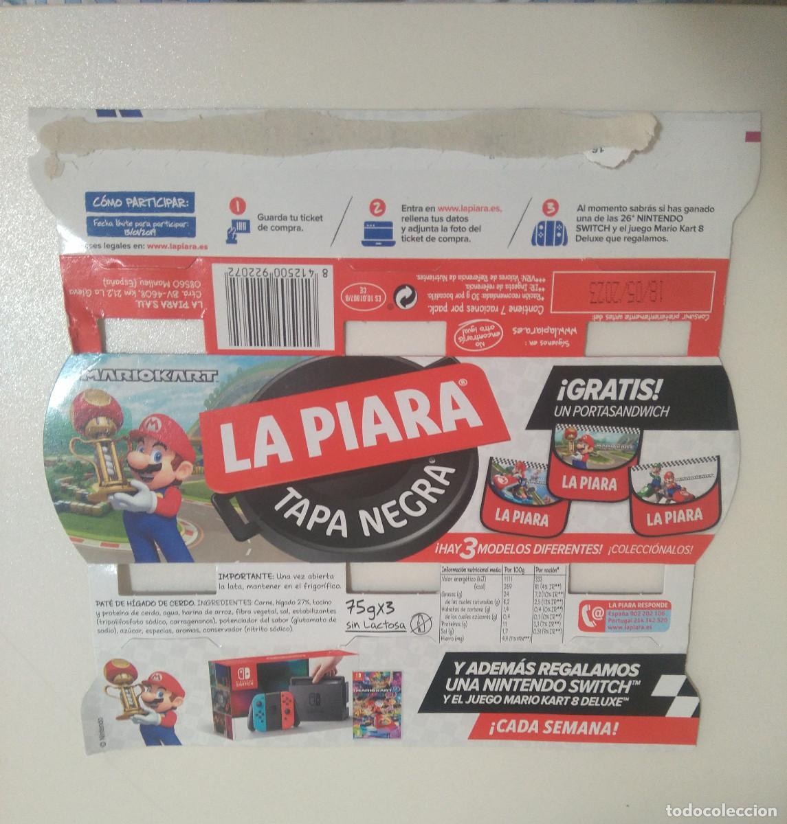 Otros Art&iacute;culos de Coleccionismo en Papel: promo de porta sandwich la piara carton mario bros tapa negra nintendo