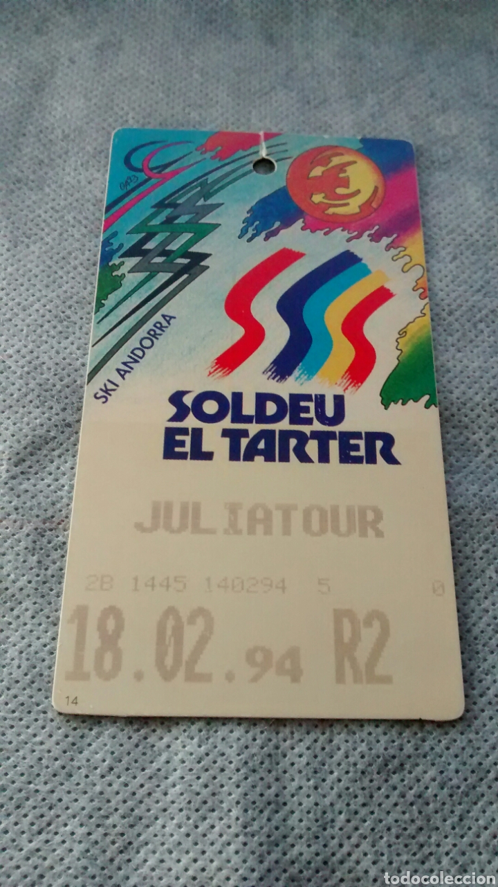 Otros Art&iacute;culos de Coleccionismo en Papel: SOLDEU EL TARTER, ESTACION DE SKI, ANDORRA, 18-2-1994, ENTRADA-CARTA-PASE