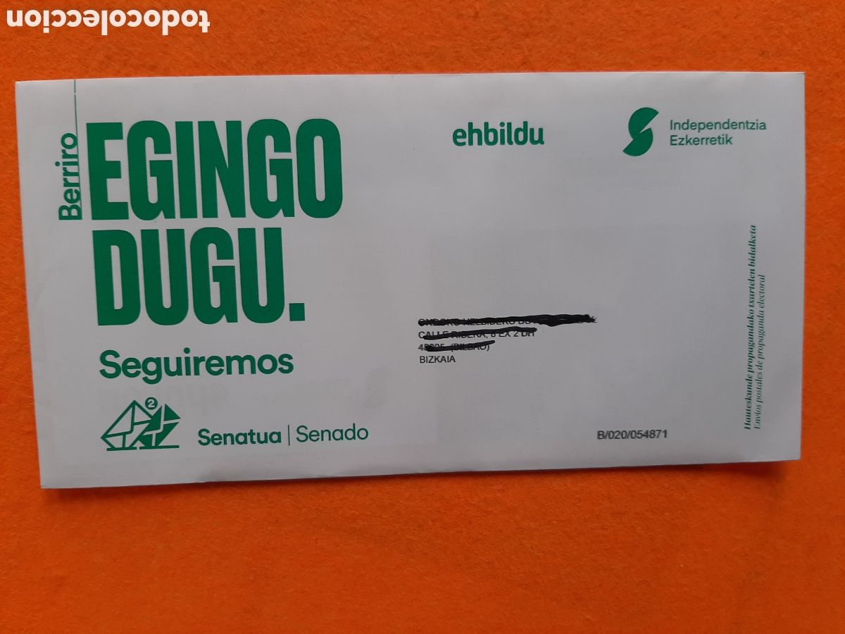 Otros Art&iacute;culos de Coleccionismo en Papel: EH BILDU- ELECCIONES GENERALES 23 J 2023 PROPAGANDA ELECTORAL - SENADO - SENATUA SIN ABRIR . BIZKAIA