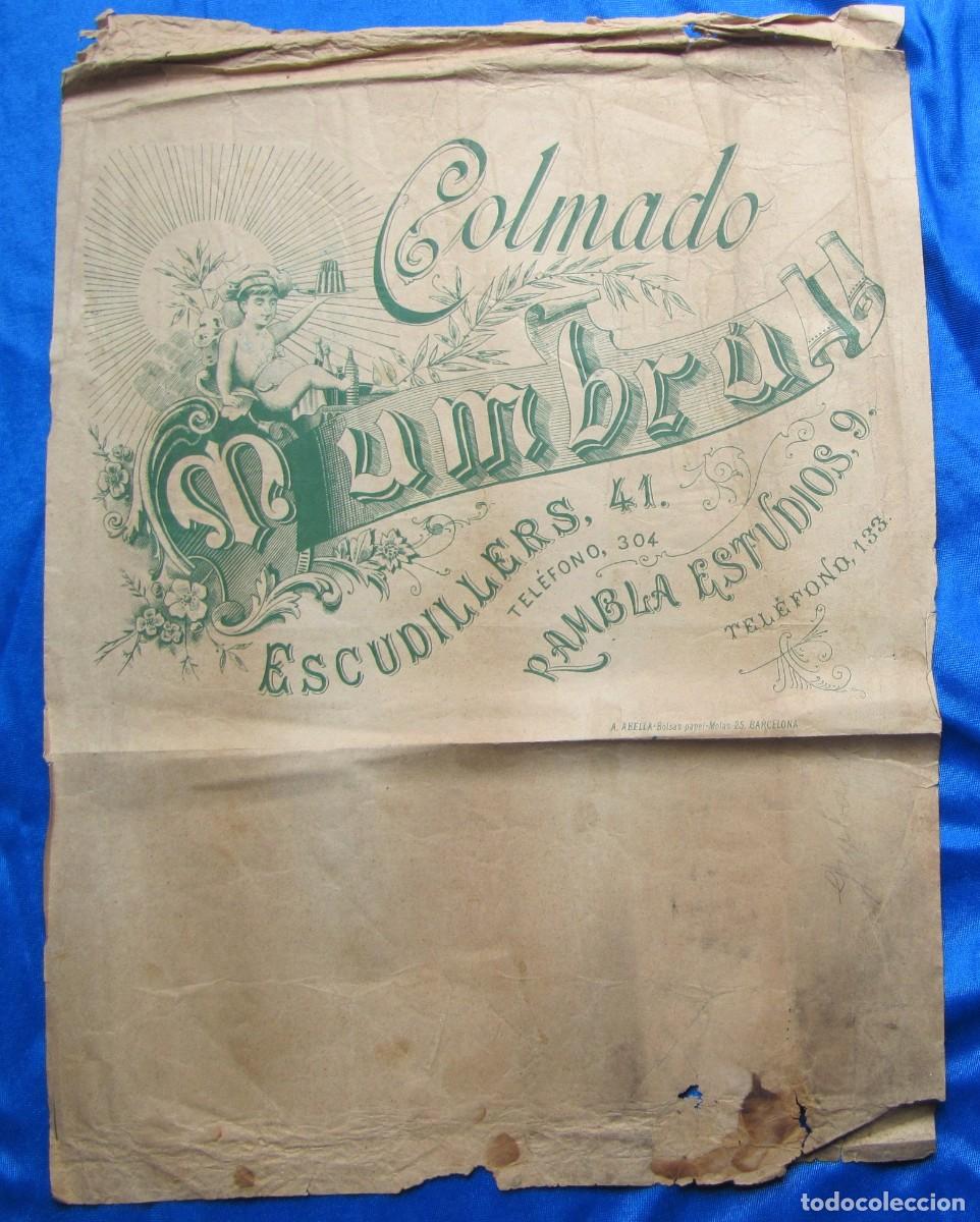 Otros Art&iacute;culos de Coleccionismo en Papel: BOLSA O ENVOLTORIO. COLMADO MUMBR&Uacute;. ESCUDILLERS, RAMBLA ESTUDIOS. BARCELONA. FINALES DEL SIGLO XIX.
