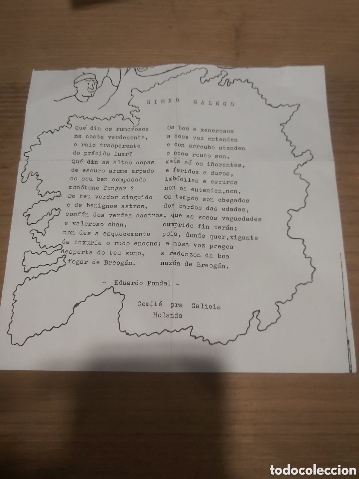 Collectionnisme Papier divers: Eduardo pondal comit&eacute; para Galicia Holanda himno gallego