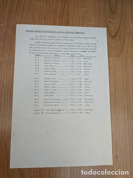 Sammelleidenschaft Andere Papierartikel: LISTADO TUTORES INB CERFANYOLA A&Ntilde;OS 70