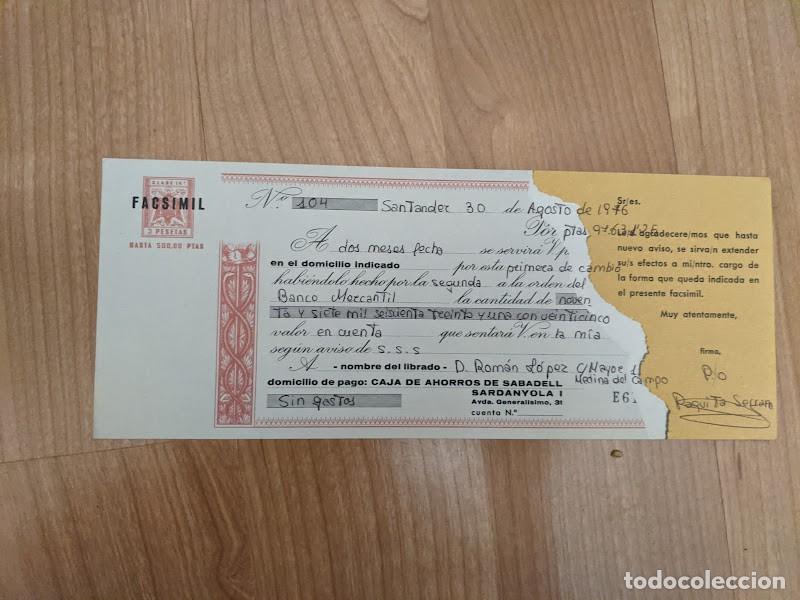 Sammelleidenschaft Andere Papierartikel: FACS&Iacute;MIL LETRA DE CAMBIO PROCEDENTE ESTUDIOS ESCOLARES CONTABILIDAD A&Ntilde;OS 70