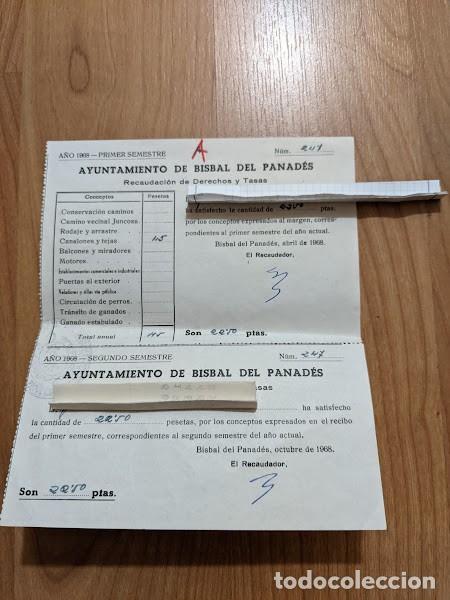 Sammelleidenschaft Andere Papierartikel: RECIBO RECAUDACI&Oacute;N TASAS AYUNT. LA BISBAL DEL PENED&Egrave;S 1968